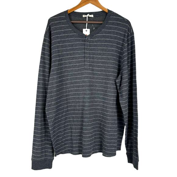 Marine Layer NWT Double Knit Henley in Faded Black and White Men's Size XXL - Picture 1 of 9